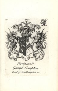 Wappen und Wappenschild des ehrenwerten George Compton, 6. Earl of Northampton von Andrew Johnston