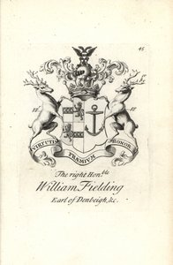 Wappen und Wappenschild des hochadeligen William Fielding, 5. Graf von Denbeigh von Andrew Johnston