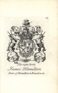 Wappen und Wappenschild des hochadligen James Hamilton, 5. Herzog von Hamilton und Brandon von Andrew Johnston