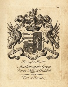 Wappen des Hochwohlgeborenen Anthony de Grey, 3. Baron Lucas of Crudwell und Earl of Harold von Andrew Johnston