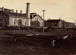 Tafel 17. Laramie Maschinenwerkstätten, von Südwesten, 1869 von Andrew Joseph Russell