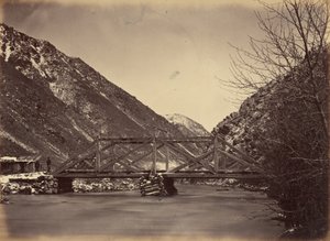 Tafel 42. Mormon Turnpike Brücke, Mündung des Weber Canyons, 1869 von Andrew Joseph Russell