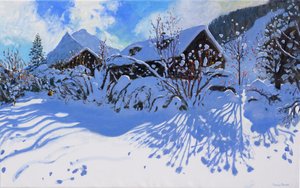 Frischer Schnee, Morzine Village, 2015 von Andrew Macara