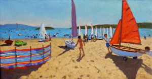 Boot zu Wasser lassen, Abersoch, 2016