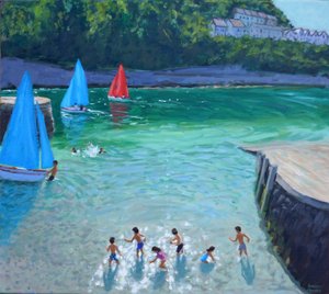 Steine hüpfen lassen, Looe, Cornwall von Andrew Macara