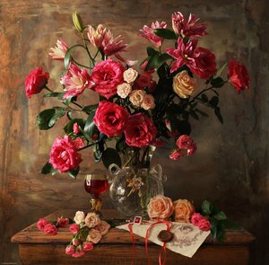 Romantisches Rosen Stillleben