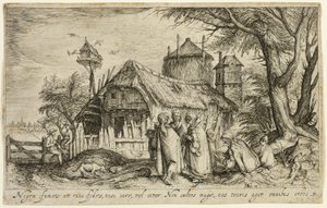 Landschaft mit Zigeunerinnen in der Nähe eines Bauernhauses von Andries Stock