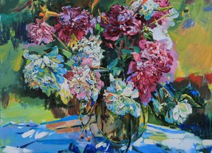 Lebhaftes Pfingstrosenbouquet