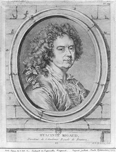 Porträt von Hyacinthe Rigaud, 1752-65 von Ange Laurent de Lalive de Jully