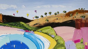Heißluftballons am See von Angela Hawkey