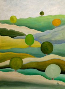 Abstrakte grüne Landschaft von Angeles M. Pomata