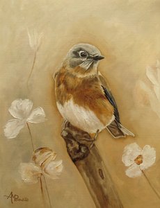 Sanfter Vogel und Blumen von Angeles M. Pomata