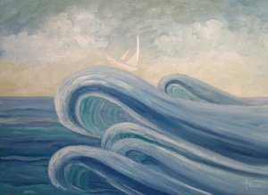 Segeln auf blauen Wellen von Angeles M. Pomata