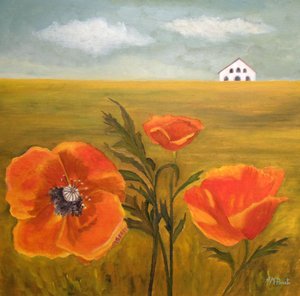 Lebendiges Mohnblumenfeld