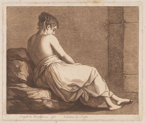 Eine auf Steinen sitzende Frau von Angelica Kauffmann
