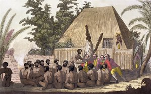 Kapitän Cook beobachtet ein Opfer, Sandwichinseln, 1778-1779 19. Jahrhundert von Angelo Biasioli