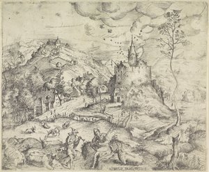 Landschaft mit Merkur, der Apollos Herde stiehlt von Angelo Falconetto