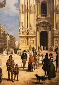 Ansicht des Doms mit dem Coperto von Figini (Detail) von Angelo Inganni