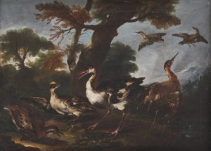 Landschaft mit Vögeln