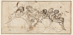 Gruppe von Engeln auf einer Wolkenbank von Angelo Michele Colonna