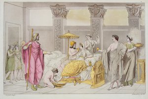 Die Hochzeit von Odysseus und Penelope, Illustration aus Le Costume Ancien ou Moderne von Jules Ferrario, graviert von A. Biasoli, Mailand 1821 (Farbstich)