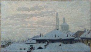 Dächer unter dem Schnee, 1910 von Angelo Morbelli