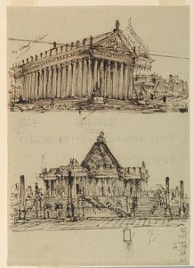 Bühnenbild, Außenansicht der Tempel von Angelo Toselli