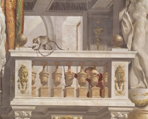 Empfangsraum des Großherzogs, Deckendetail, das einen Affen und einen Jungen auf einer Balustrade darstellt, 1638-44 von Angelo and Mitelli Colonna