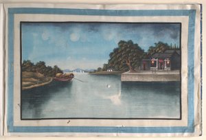 Album mit zwölf Gemälden von Szenen entlang eines Flusses