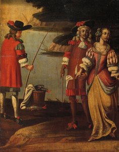 Vierfacher doppelseitiger Paravent, ca. 1700 (Detail)