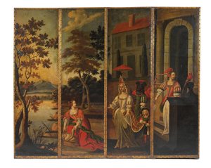 Vierfacher doppelseitiger Paravent, ca. 1700 von Anglo Flemish School