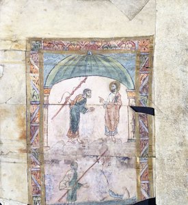 Christus unterweist Petrus in Kapernaum über das Tributgeld, ca. 1000 n. Chr. von Anglo Saxon