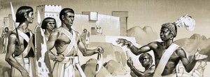Hyksos, Pharao Kamose unterweist speziell ausgebildete schwarze Krieger in Kampftaktiken von Angus McBride