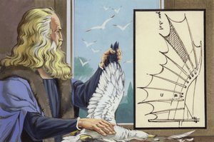 Leonardo Da Vinci studiert Vögel, um herauszufinden, wie ein Mensch fliegen könnte von Angus McBride