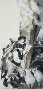 Männer mit Schweinen