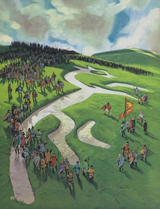 Uffington White Horse, gebaut von Alfred dem Großen nach der Schlacht bei Ashdown gegen die Dänen von Angus McBride