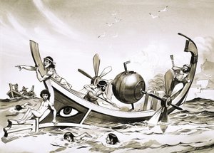 Unidentifiziertes ägyptisches Experimentalboot mit dampfbetriebenen Paddeln von Angus McBride
