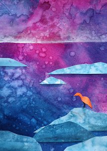 Träumerischer orangefarbener Vogel von Ania Witwitzka