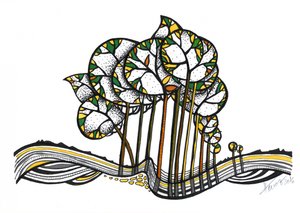 Verspielte Baumillustration