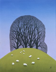 Hügelkuppe mit Schafen, 2017 von Anna Phillips