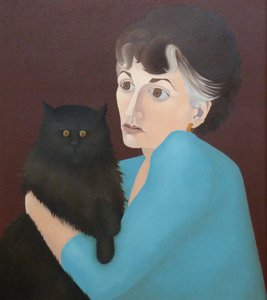 Frau mit Katze, 1982 von Anna Phillips