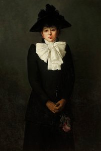 Porträt einer jungen Frau mit einer Rose in der Hand