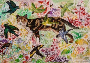 Tabby und die Vögel, 2019 von Anna Pugh
