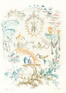 Arabeske mit einem Affen von Anne Allen after Jean Baptiste Pillement