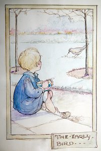 Der frühe Vogel - Drossel holt sich einen Wurm von Anne Anderson