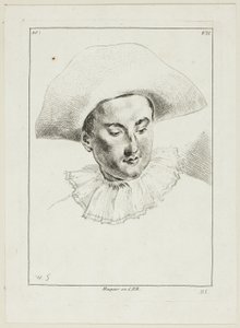 Männerkopf (mit Hut und Kragen) von Anne Claude Philippe Caylus