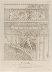 Grotesken: Detail der Stuckreliefs, die das Kolosseum in Rom schmücken, mit einem Flügel..., ca. 1729 von Anne Claude Philippe de Caylus
