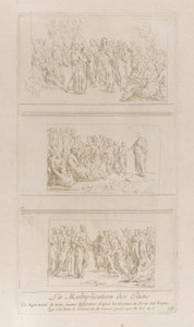 Drei separate Studien zu den Wundern der Brote, die Christus stehend zeigen, ca. 1729-40