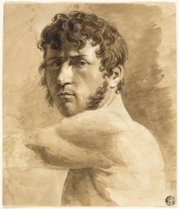 Büste eines männlichen Aktes (recto); Porträtskizze eines Mannes mit Skizzen von Frauen (verso) von Anne Louis Girodet de Roussy Trioson