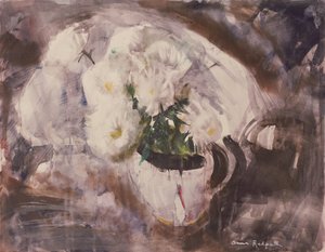 Weiße Blumen in einem weißen Krug von Anne Redpath